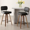 Bekrvio 26" Swivel Counter Height Bar Stools - Upholstered Faux Leather with Back, Bent Wood Legs, Mid Century Modern Kitchen Island Counter Stools - 3 of 4