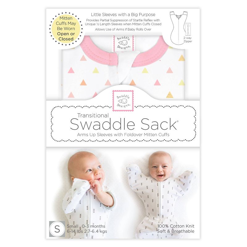 SwaddleDesigns Swaddle Sack Wearable Blanket - Pink Tiny Triangles - S - 0-3 Months, 3 of 9
