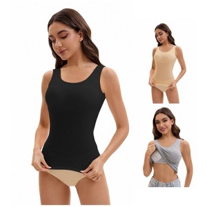 INSPIRE CHIC Women's 3 Pcs Wide Strap Built-In Padded Bras Casual Tank Camisoles - 1 of 4
