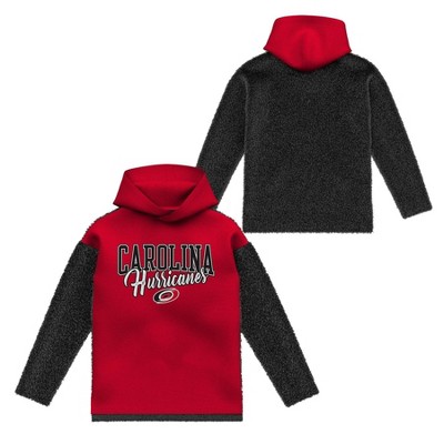 NHL Carolina Hurricanes Girls' Faux Fur Long Sleeve Hooded Sweatshirt