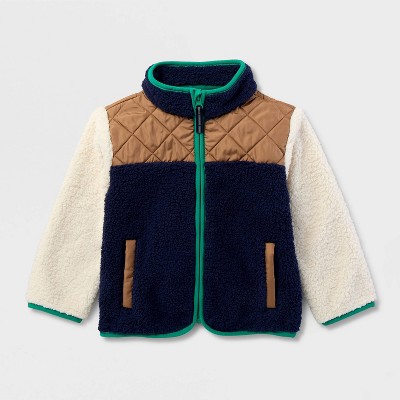 Детские куртки Cat & Jack Toddler Boys' Colorblock Fleece Jacket - Cat & Jack™ Navy/Brown 3T — фото 2