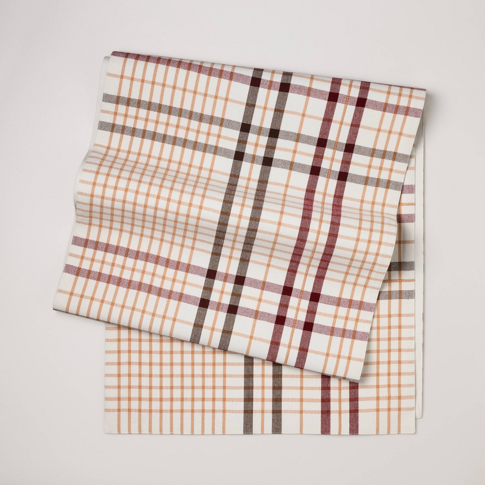 Fall Plaid Oversized Runner Burgundy/Brown - Hearth & Hand™ with Magnolia