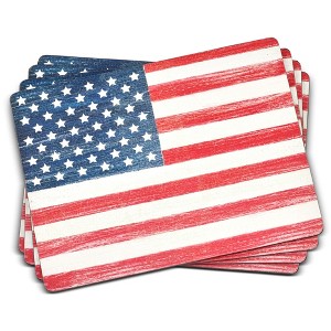 Pimpernel American Flag Placemats - Set of 4 (15.7” x 11.7”), Cork, Patriotic Design, Easy to Clean, Heat & Stain Resistant - 1 of 4