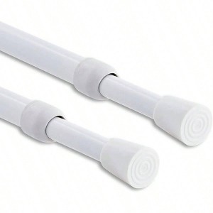 2PCS Shower Curtain Rod No Drilling Spring Tension Rod 47 - 78 Inch 1/2 Inch Diameter White Rubber Cap on Either End - 1 of 4