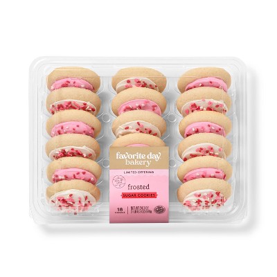 Valentine's Day Pink & White Frosted Cookies - 24.3oz/18ct - Favorite Day™