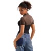 Short Sleeve Sheer Mesh Ruched T Shirts with Mock Turtle Neck Short Sleeve Basic Summer Tees Tops Slim Fit T Shirts Trendy Going Out Tops - 2 of 4