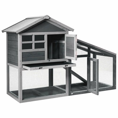 Costway 58'' Wooden Rabbit Hutch Large Chicken Coop Weatherproof Indoor & Outdoor Use