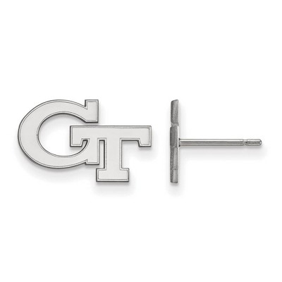 Black Bow Jewelry 14k White Gold Georgia Tech Yellow Jackets NCAA Post Earrings