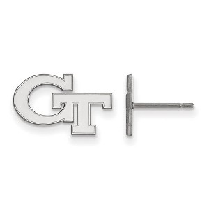 Black Bow Jewelry 14k White Gold Georgia Tech Yellow Jackets NCAA Post Earrings - 1 of 3