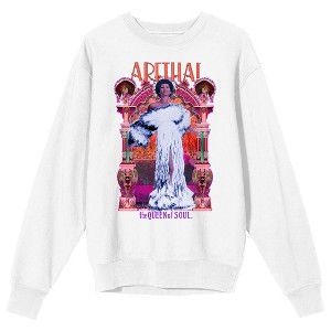 Aretha Franklin Queen Of Soul Poster Crew Neck Long Sleeve Men's White Sweatshirt - 1 of 3