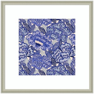 Kate and Laurel Framed Art Painted Flowers Blue by Carrie Cantwell, 26x26, Florence Silver - 1 of 4