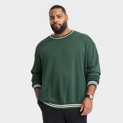 Men's Big & Tall Relaxed Fit Crewneck Pullover Sweatshirt - Goodfellow & Co™  Dark Green Lt : Target