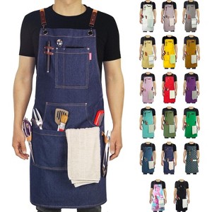 Heavy-Duty Multi-Pocket Canvas Apron - for Gardening, Painting, BBQ, Carpentry & More, Adjustable Sizes M to XXL for All Professions - 1 of 4