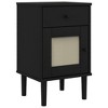 vidaXL Bedside Cabinet SENJA Rattan Look Black 15.7 in.x13.8 in.x25.6 in. Solid Wood Pine - image 2 of 4