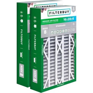 Filterbuy 16x28x6 Air Filter (2-Pack), Pleated MERV 8 Dust Defense Replacement HVAC AC Furnace Filters for Aprile Space-Gard 401 / 2400 & Lennox - 1 of 4