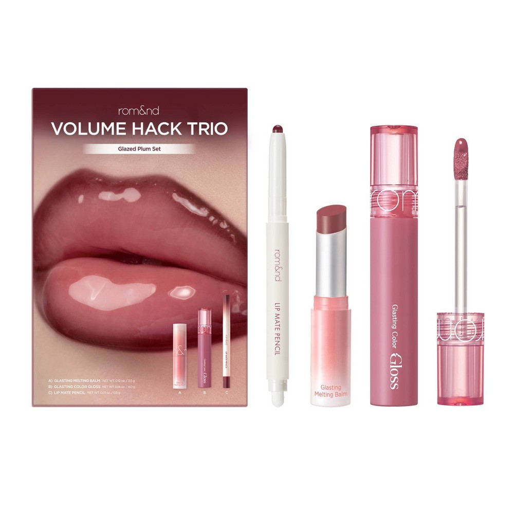 Rom&nd Volume Hack Trio Lip Plumping Set - Glazed Plum - 3pc - Beauty Studio