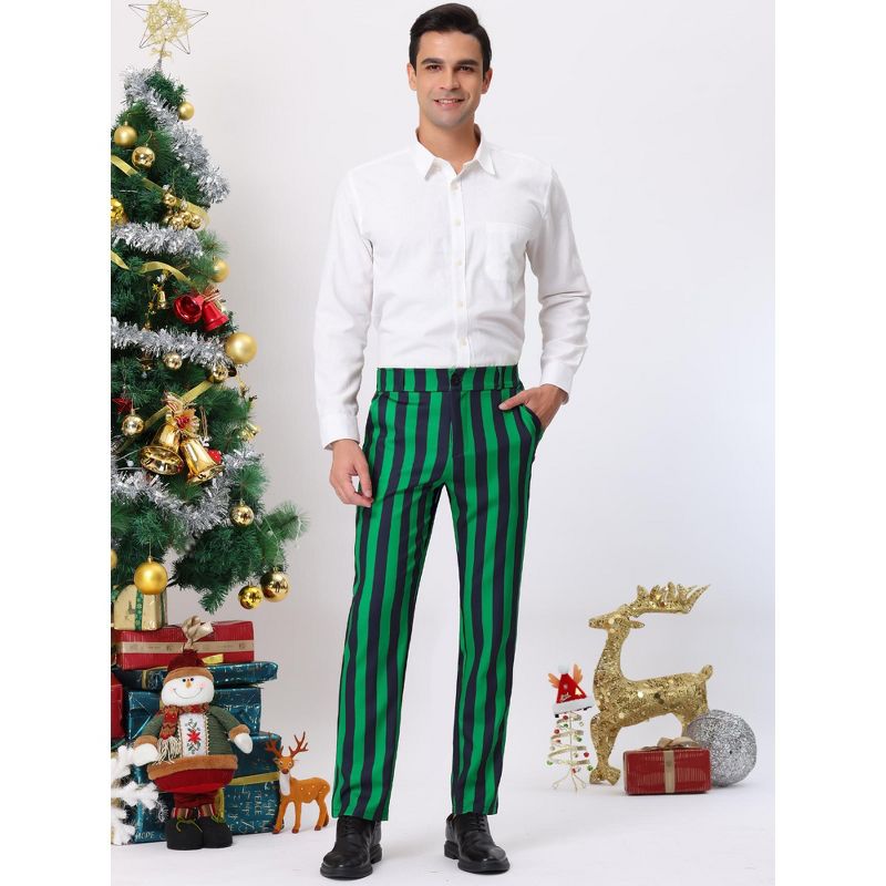 Lars Amadeus Men's Classic Fit Flat Front Business Work Prom Striped Pants, 3 of 7