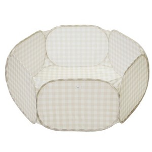 3 Sprouts Recycled Fabric Ball Pit - Gingham Beige - 1 of 4