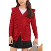 Arshiner Girls Cardigan Sweaters Ruffle School Uniform Sweater V Neck Button Front Outerwear 4-13 Years - 2 of 4