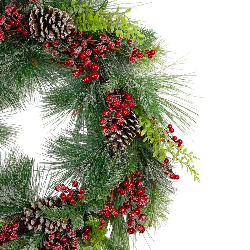 Northlight Iced Red Berries and Mixed Pine Artificial Christmas Wreath - 32 inch, Unllit, 4 of 6