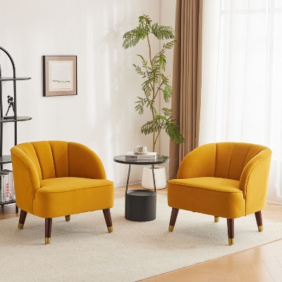 Christopher Knight Home Connor Contemporary Barrel Club Chair with Wooden Legs, 28" x 28"（Set of 2)