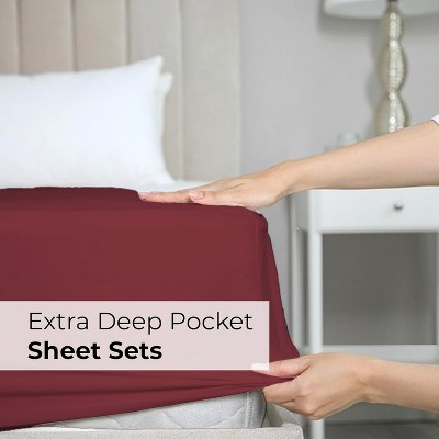 Burgundy California King Microfiber Deep Pocket Sheet Set