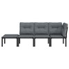 vidaXL 4 Piece Patio Lounge Set Black and Gray Poly Rattan - 3 of 4