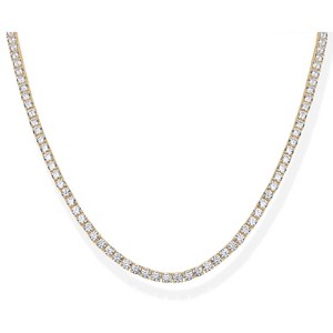 14K Gold Plated 3mm Tennis Necklace, Chunky Simulated Diamond Chain 16" & 18" Yellow Gold-18 Inches - 1 of 4