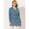 INSPIRE CHIC Women's Notch Lapel Double Breasted Belted Mid Long Outwear Winter Coat - 2 of 4