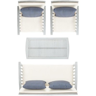 Gray Acacia Wood 3-Person Outdoor Set with Beige Cushions