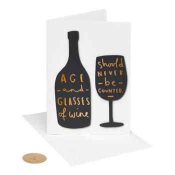 Birthday Card Wine Bottle and Glass - PAPYRUS