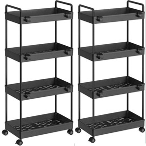 NEX 2pk 4 Tier Organizer Carts on Casters Black: Metal Storage Utility, Clothing Organizer, Adult Assembly Required - 1 of 4