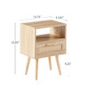 Lyngins Rattan Woven Side Table with Drawer, Storage End Table Living Room with Solid Wood Legs, 15.75" Bedroom Nightstand, Small Table Sofa Table - 2 of 4