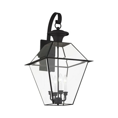 Charleston Elegance 4-Light Outdoor Black Lantern with Clear Beveled Glass