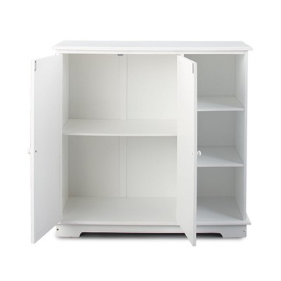 White Beadboard Buffet Cabinet with Storage Shelves