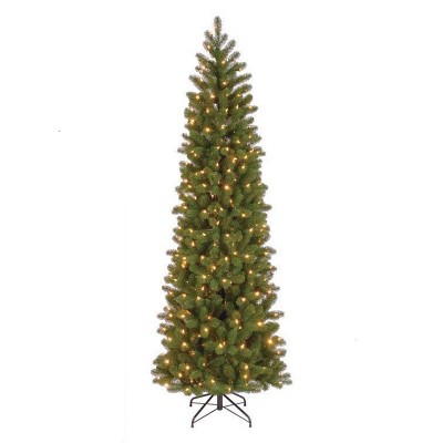 National Tree Company 7.5 Foot Artificial Prelit Downswept Pencil Douglas Fir Christmas Tree with Memory Shape Technology and Sturdy Metal Stand,