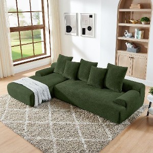 Kumasinova Modern Upholstered L-Shaped Sectional Sofa Set, Melange Velvet Modular Sofa, Easy Assembly, Compressed Couch with Free Combination - 1 of 4