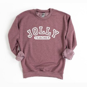 Simply Sage Market Women's Graphic Sweatshirt Jolly Teacher Varsity - 1 of 4