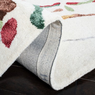 Ivory Multi Abstract Wool and Viscose 5' x 8' Area Rug