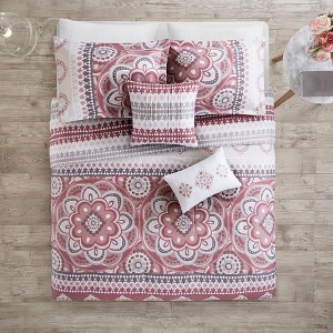 5pc Full/Queen Patsy Reversible Print Comforter Set Rose, Pink