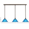 Toltec Lighting Any 3 - Light Chandelier in  Bronze with 10" Blue Italian  Shade - 2 of 2