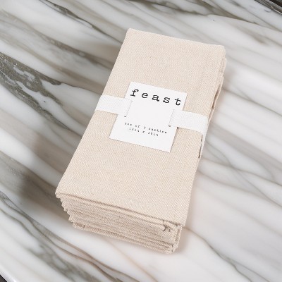 Beige Chambray Recycled Cotton Dinner Napkins Set of 8