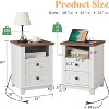AMERLIFE 18" Farmhouse End Table 2 with Charging Station & 2 Storage Drawers - 3 of 4