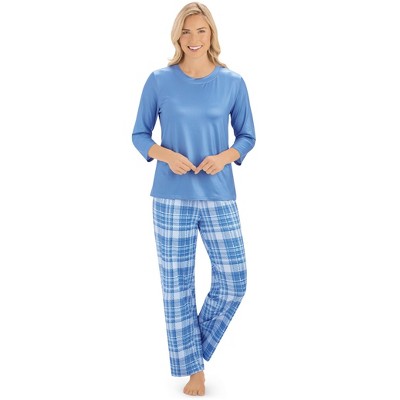 Collections Etc Plaid Bottom 2-Piece Long Sleeve Pajama Set
