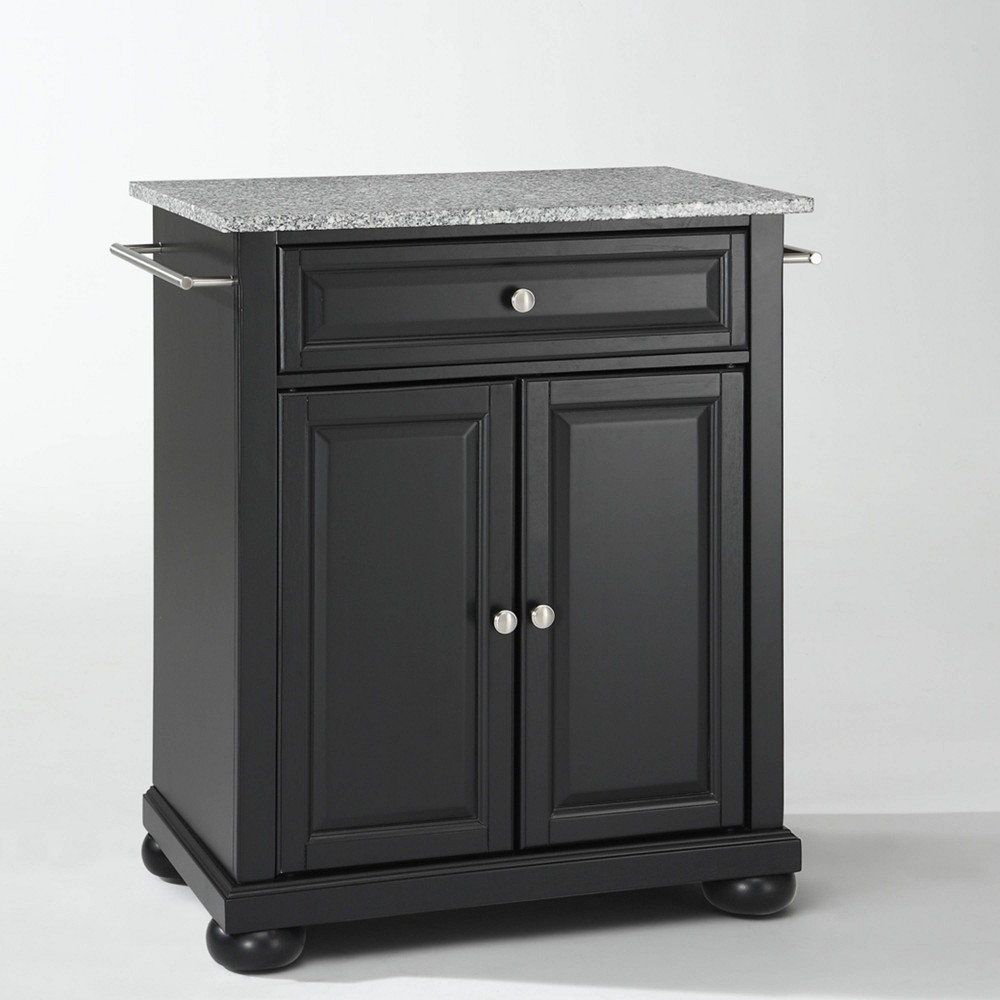 Alexandria Gray Granite Top Portable Kitchen Island/Cart Black - Crosley