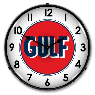 Collectable Sign & Clock | Gulf 1960 LED Wall Clock Retro/Vintage, Lighted