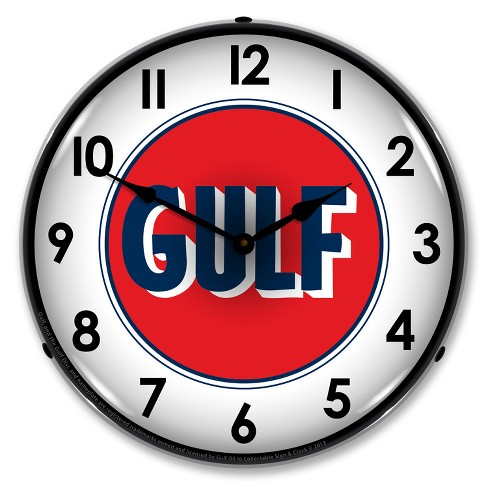 Collectable Sign Clock Gulf 1960 Led Wall Retro Vintage Lighted Target - Led Backlit Wall Clock