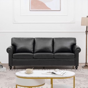 VASIP 83" Black PU sofa for living room, apartment, home office - 1 of 4