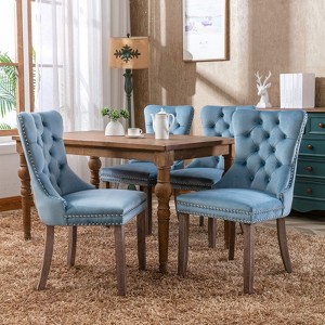 NicBex Farmhouse Velvet Dining Chairs Set of 2, Tufted Upholstery with Nailhead Trim & Solid Wood Legs, Table Side Accent Chairs - 1 of 4