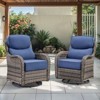Belord Outdoor Swivel Rocker Patio Chairs of 2 with 6 Inch Thick Cushions, Wicker Patio Furniture Set Swivel Rocking Glider Chairs with High Back - 3 of 4